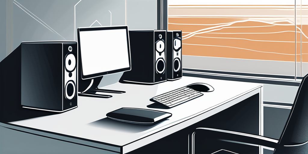 MODERNER 4G SIGNALVERSTAERKER IM HEIMBUERO MIT KOMPAKTEM DESIGN UND HOCHTECHNOLOGIE, NAHTLOSE INTEGRATION MIT AMBIENTLICHT UND MINIMALISTISCHER EINRICHTUNG.