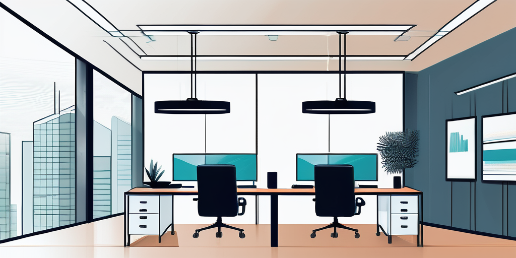 modernes buero mit drahtlosem router und minimalistischem dekor fuer LTE empfang