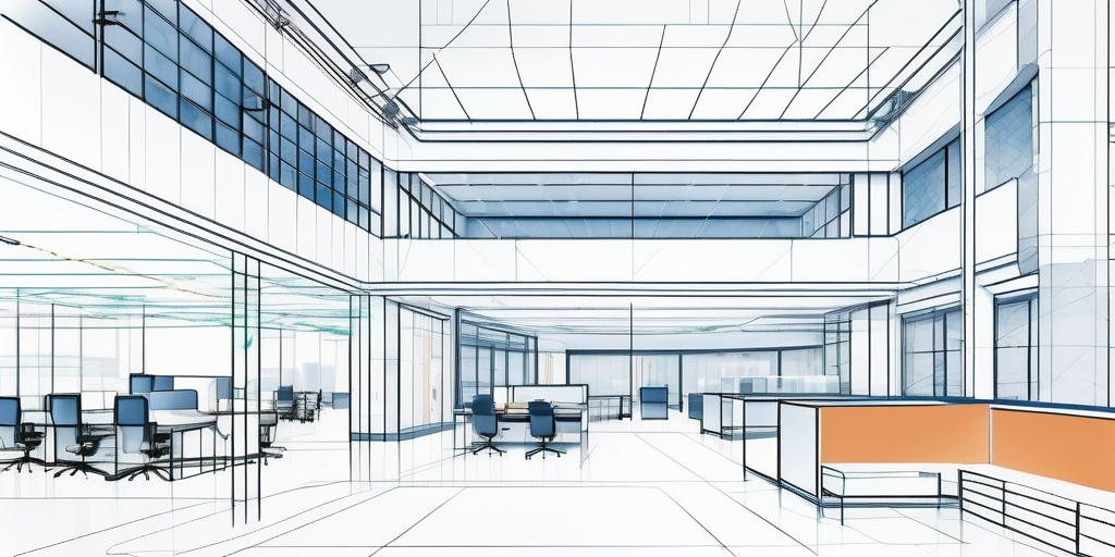 Architektonischer Bauplan Handy Signalverstaerker Installation Buero Standort Antennen Konnektivitaet Strategische Platzierung